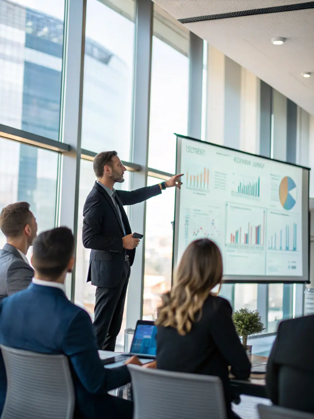 A photograph of a conference setting in Edinburgh, highlighting a speaker presenting data and insights on a large screen.